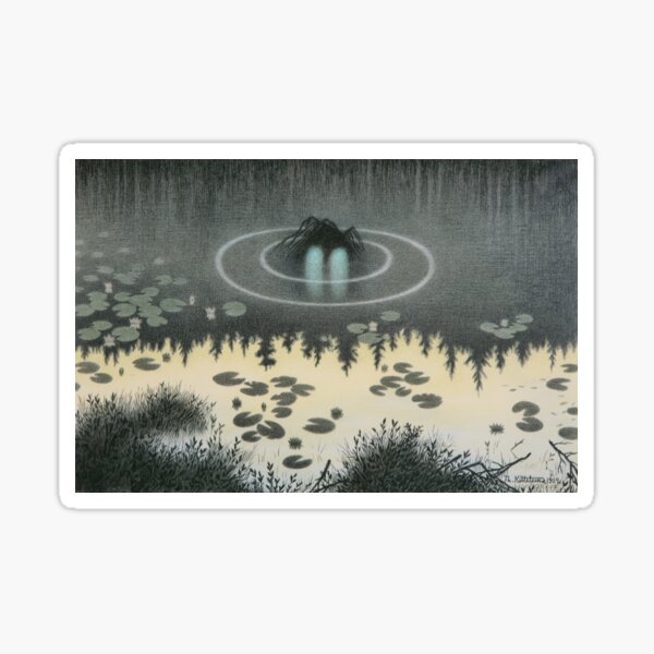Theodor Severin Kittelsen 1904 Nøkken The Nix Water Spirit Troll Hidden in the Lake Norse Watercolor Viking Norway Mythology HD High Quality Sticker