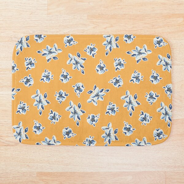 Item preview, Dainty Blue Flower Pattern on Yellow designed and sold by rowleyandelm.