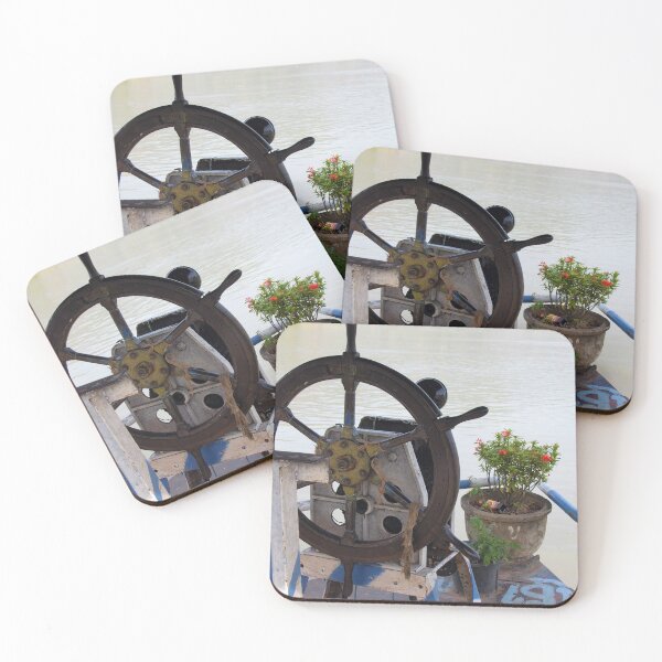 Item preview, Mekong River Ship Detail ship's wheel potted plant designed and sold by worldways.