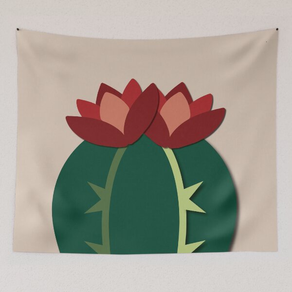 Item preview, Cactus with red flowers (beige) designed and sold by Yellow-Studio.