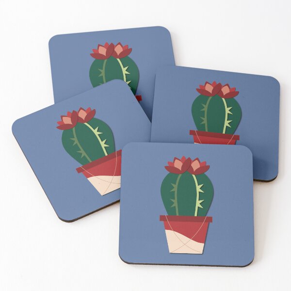Item preview, Cactus with red flowers (blue) designed and sold by Yellow-Studio.