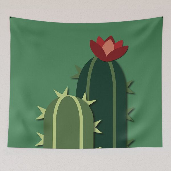 Item preview, Cacti and a red flower (green) designed and sold by Yellow-Studio.