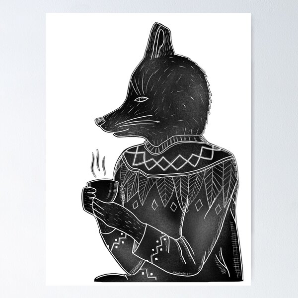Item preview, Fox in Sweater Drinking designed and sold by aznbarista.