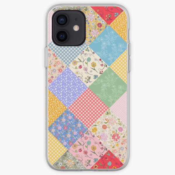 Happy cottage patchwork diamonds by Tea with Xanthe iPhone Soft Case