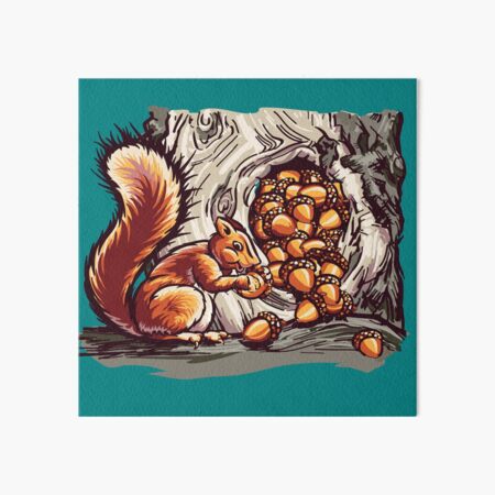 Rich Squirrel With Nuts Art Board Print