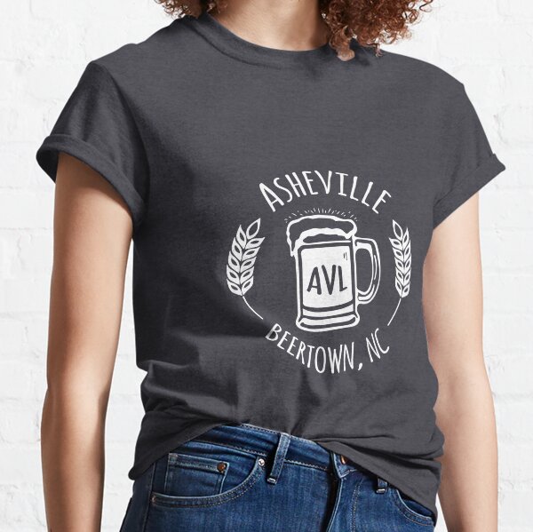 Asheville Beertown, NC - White on Bluegrey Classic T-Shirt