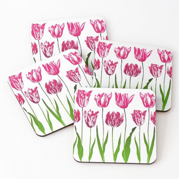 Item preview, Tulip Garden Print in Fuchsia Pink and Green  designed and sold by Marymarice.