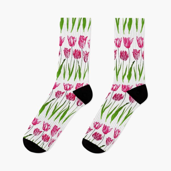 Item preview, Tulip Garden Print in Fuchsia Pink and Green  designed and sold by Marymarice.