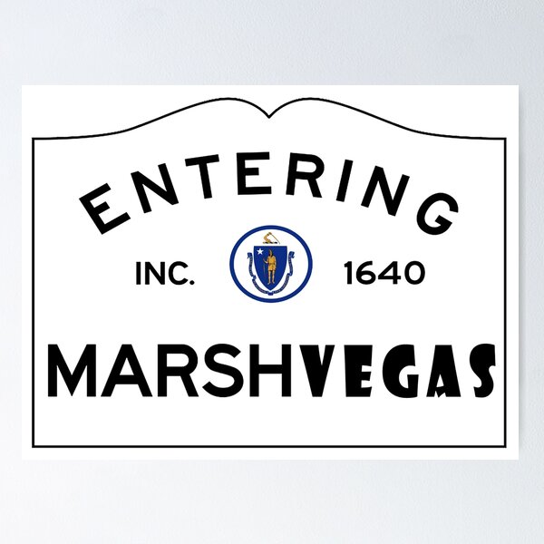 Item preview, Entering MarshVegas Road Sign - aka Marshfield, Massachusetts designed and sold by SouthShorePics.