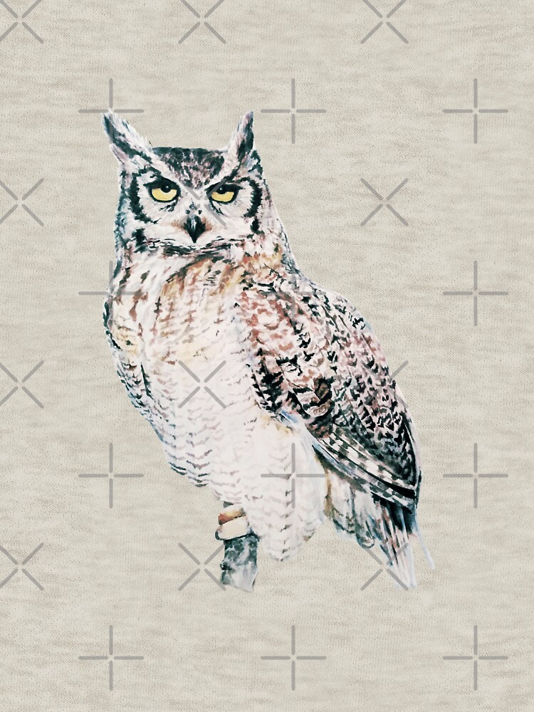 Great Horned Owl - watercolour bird portrait by EmilyBickell
