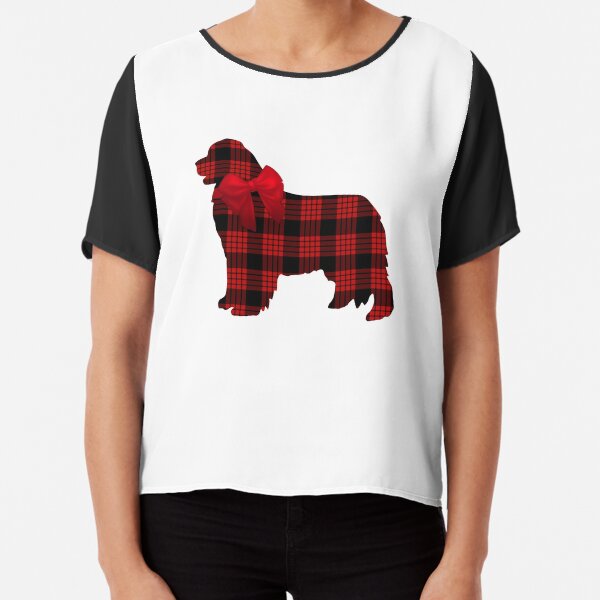 Red Plaid Newfie with Bow Chiffon Top