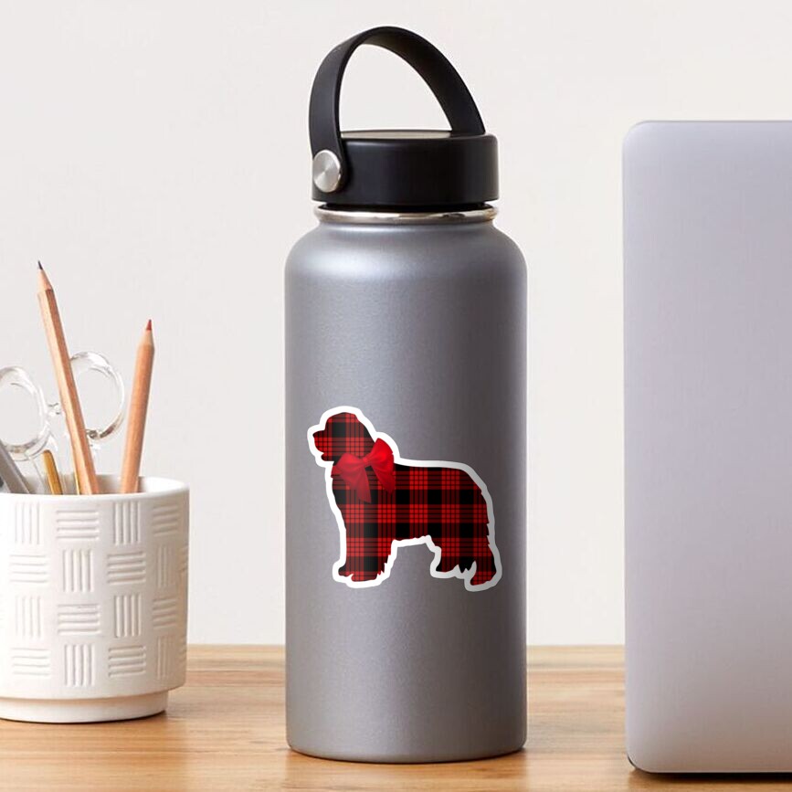Red Plaid Newfie with Bow Sticker