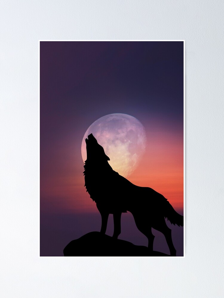 Wolf Heult Den Mond An Poster Von Betterdesigns4u Redbubble