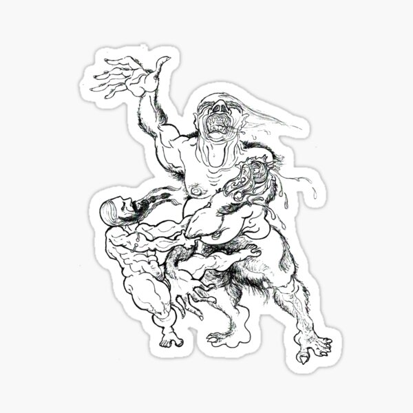 Beowulf and Grendel Sticker