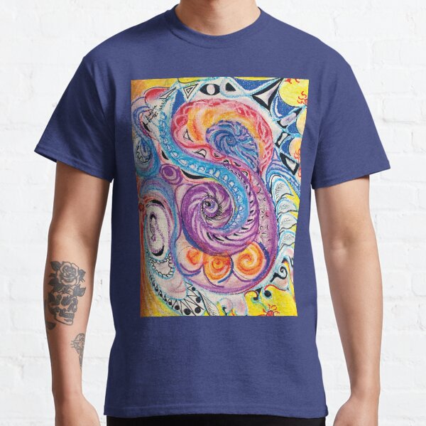 Roundish multicolored shapes on yellow abstract Classic T-Shirt