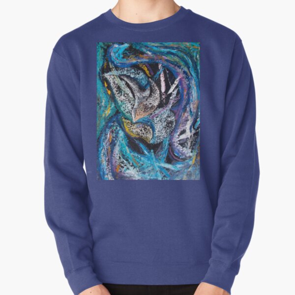 Blue Lily Abstract Art Pullover Sweatshirt