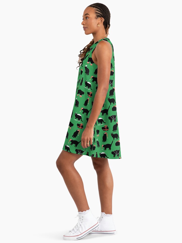 black and green christmas dress Christmas Santa Velvet Hooded Belted Swing Dress In Green main image 0