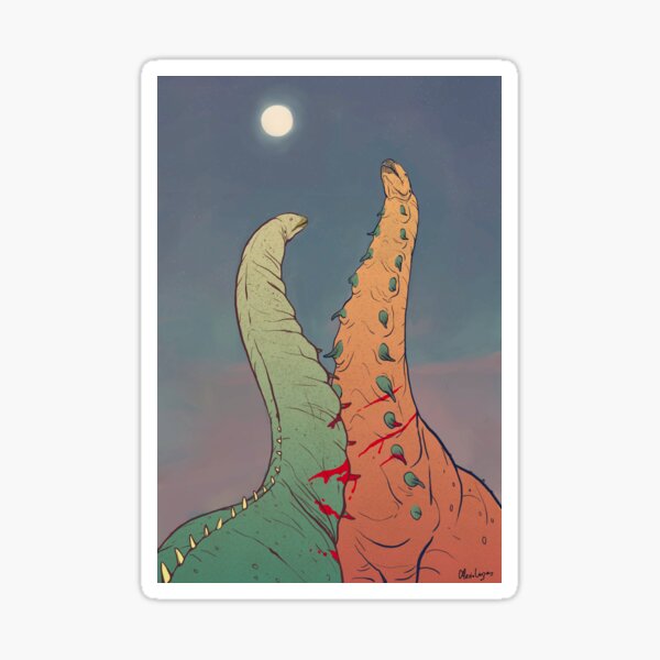 Item preview, APATOSAURUS FIGHT .speculative paleoart series: nº1 designed and sold by Mario Lanzas.