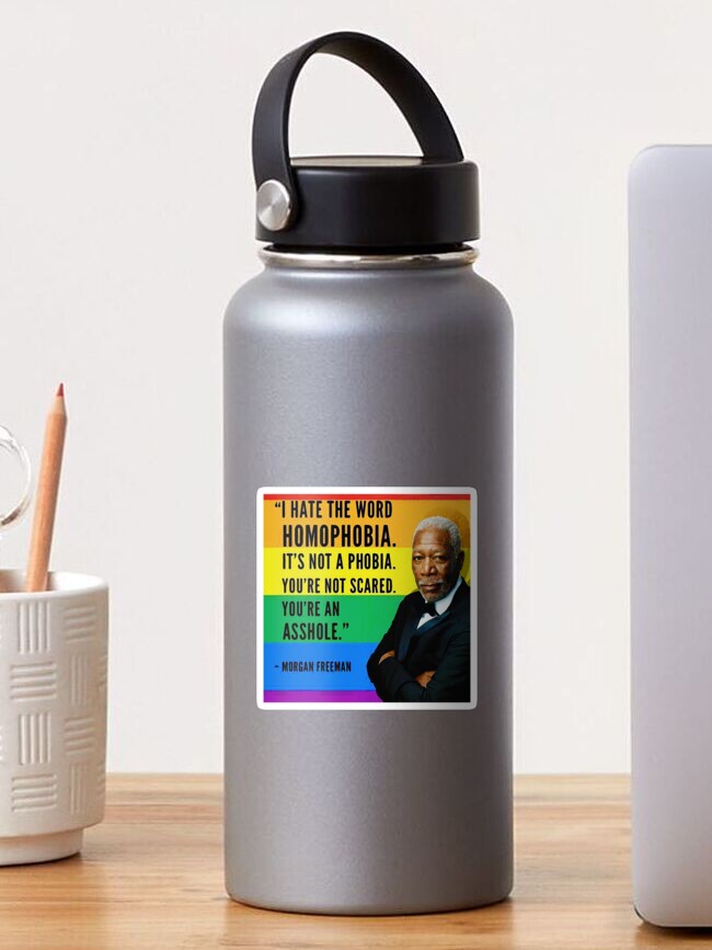 I Hate The Word Homophobia Morgan Freeman Sticker By Michaelroman Redbubble