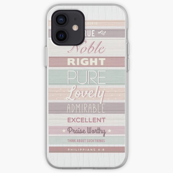 Wood effect, Strippy, Bright, Colourful, Happy Bible Verse. iPhone Soft Case