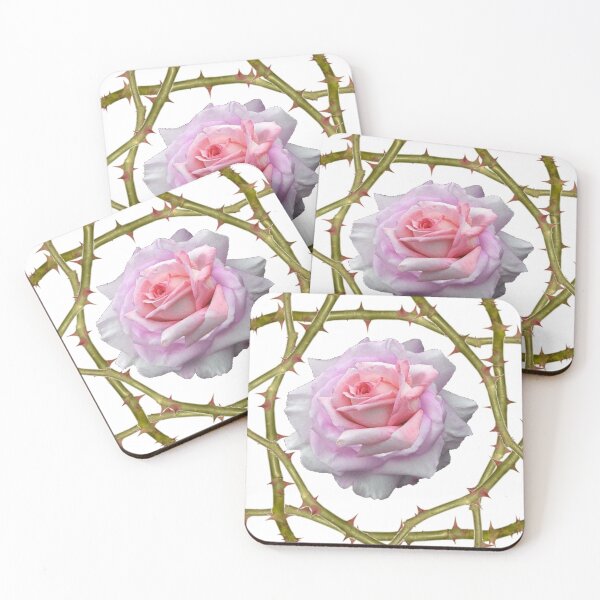Item preview, PINK ROSE & BRIER CANES PATTERN WHITE ART designed and sold by sharlesart.