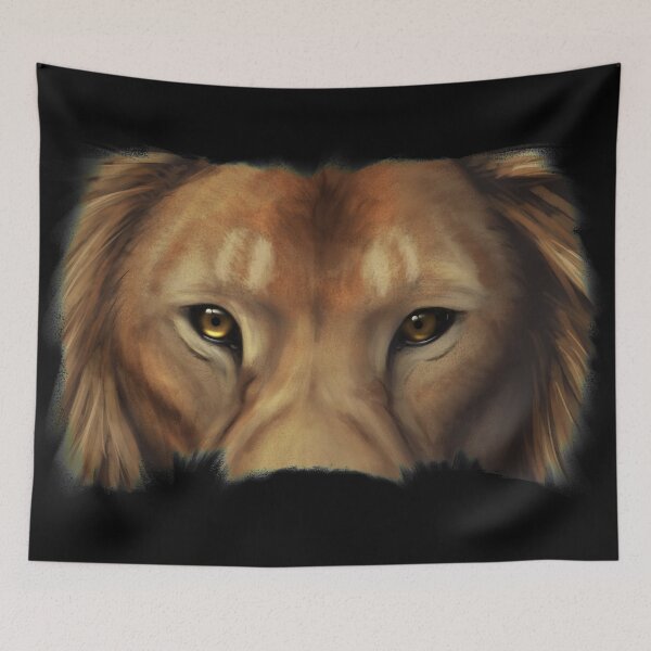 Item preview, African lion head closeup mugshot designed and sold by TessaGeniets.