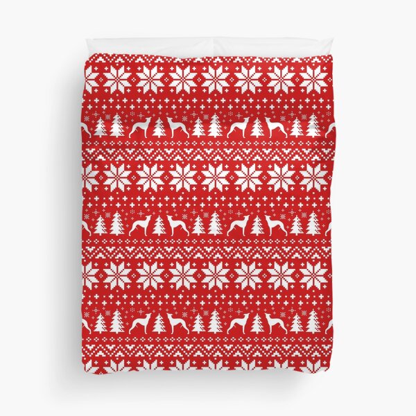 Item preview, Whippet Silhouettes Red and White Christmas Holiday Pattern designed and sold by Jenn Inashvili.