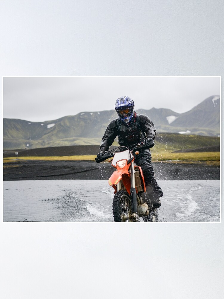 Enduro Dirt Bike Crossing a Stream