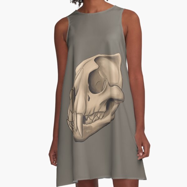 Copy of Anatomically correct adult african lion skull A-Line Dress