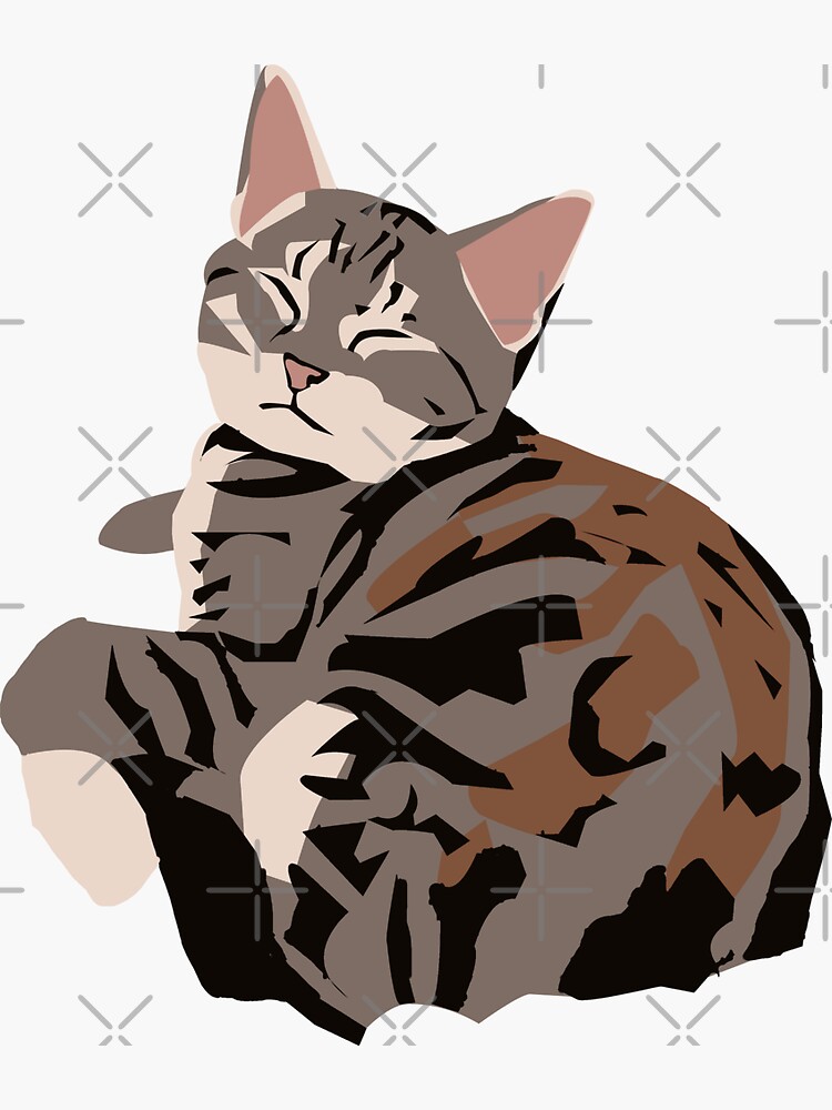 Gray Tabby Kitty Sticker for Sale by redledger