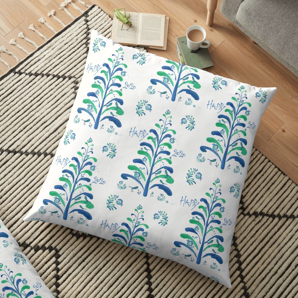 HAPPY 2020! Merry Christmas and Good Luck! Floor Pillow
