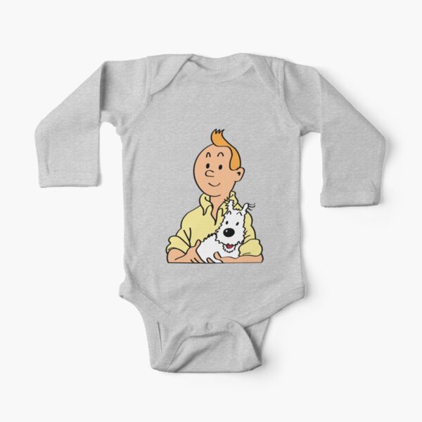 Tin tin and Snowy cartoon Long Sleeve Baby One-Piece