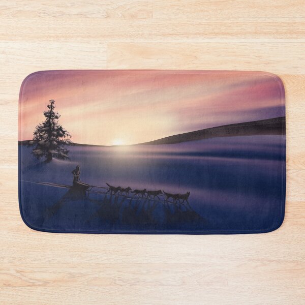 Item preview, Husky sledding during sunrise designed and sold by TessaGeniets.