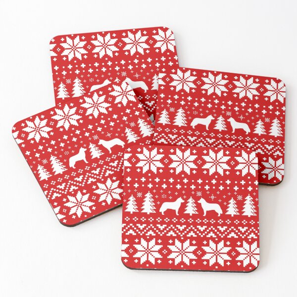 Item preview, Siberian Husky Silhouettes Red and White Christmas Holiday Pattern designed and sold by Jenn Inashvili.