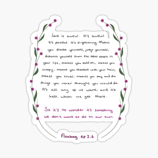 Vista previa del artículo con la obra «Cita de amor de Fleabag», diseñado y vendido por littlemooart.