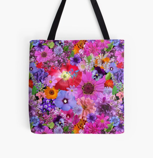 Flower Collage by Tea with Xanthe All Over Print Tote Bag