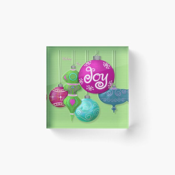 Item preview, Wishing You Joy Brightly Colored Ornaments Greeting Card Bright Green designed and sold by Sheri42.