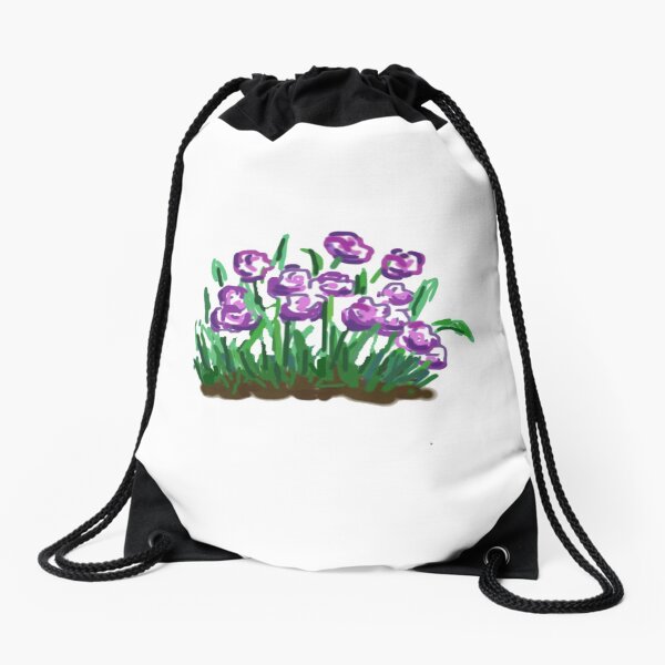 Purple flowers Drawstring Bag