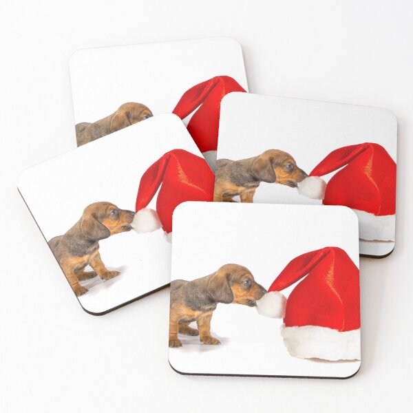 Item preview, Dachshund Puppy Mordiendo Santa Sombrero designed and sold by srgreen.