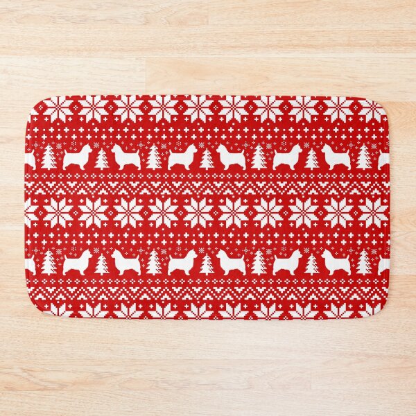 Item preview, Australian Terrier Silhouettes Red and White Christmas Holiday Pattern designed and sold by Jenn Inashvili.
