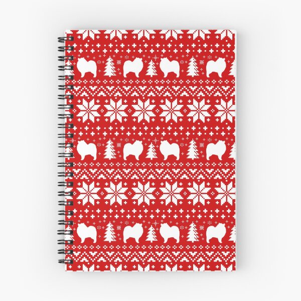 Item preview, Keeshond Dog Silhouettes Red and White Christmas Holiday Pattern designed and sold by Jenn Inashvili.
