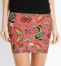 Pink Flash Tattoo Pattern Mini Skirt