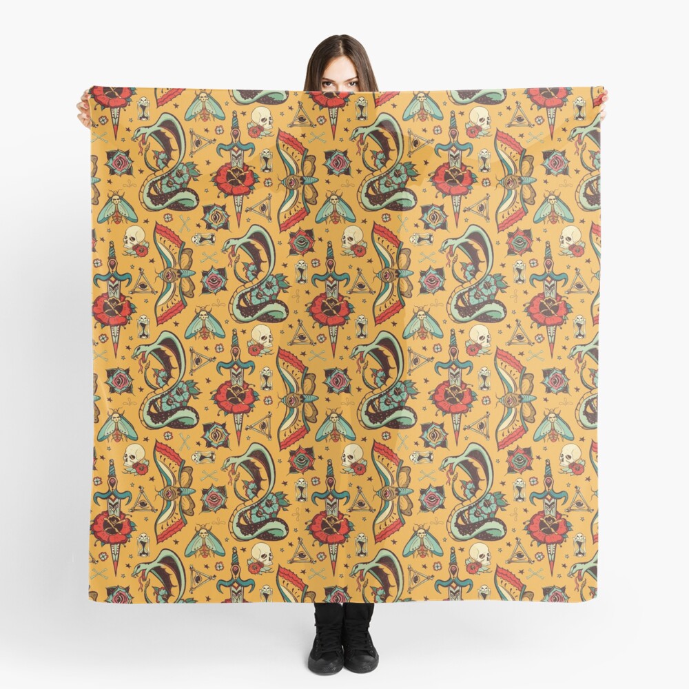 Yellow Splash Tattoo Pattern Scarf