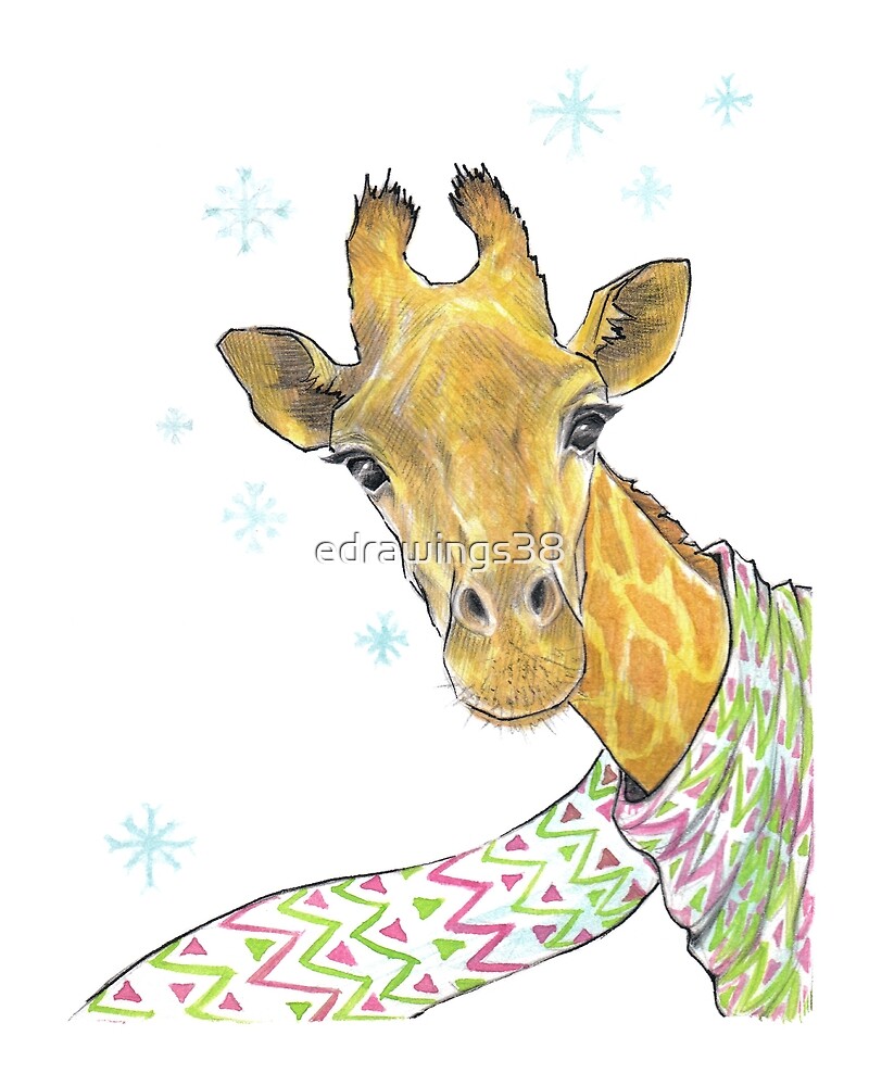 “Cute winter giraffe with scarf” by edrawings38 | Redbubble