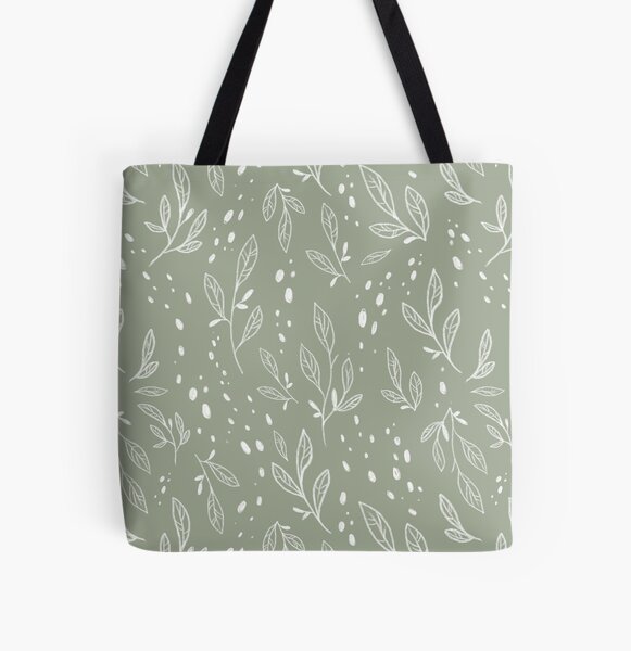 ★TOUT Y EST★ PRINTED TOTE BAG SAGE AC00743-SAGE 967TREE4 Eco Friendly Cotton Canvas Tote Bag ~ Seafoam Green