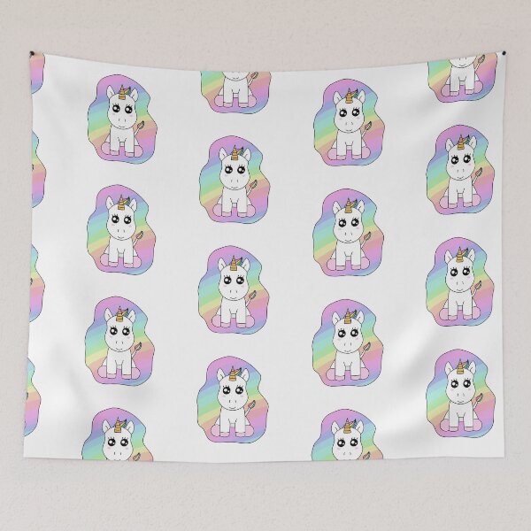Item preview, Cute Unicorn With Rainbow Background designed and sold by --Iris--.