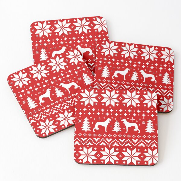 Item preview, Saluki Dog Silhouettes Red and White Christmas Holiday Pattern designed and sold by Jenn Inashvili.