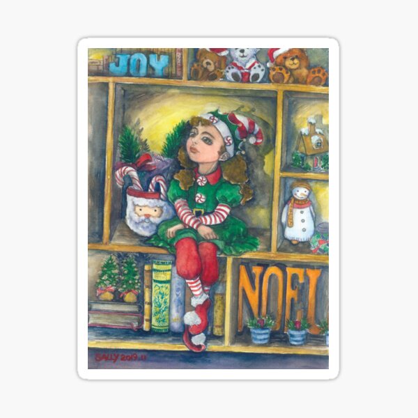 Elf on the bookshelf Sticker