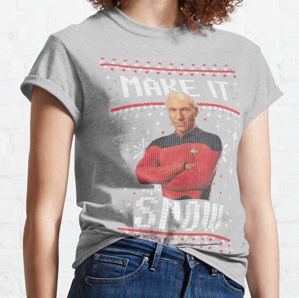 Star Trek Next Picard Make It Snow Ugly Sweater Christmas  Classic T-Shirt