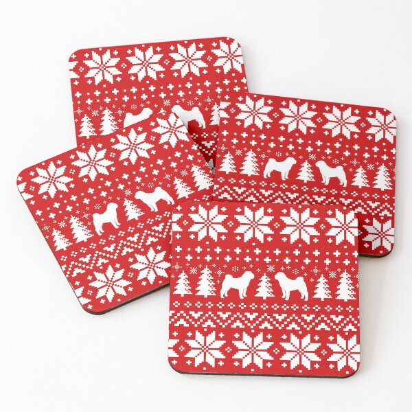 Item preview, Chinese Shar-Pei Silhouettes Christmas Holiday Pattern designed and sold by Jenn Inashvili.